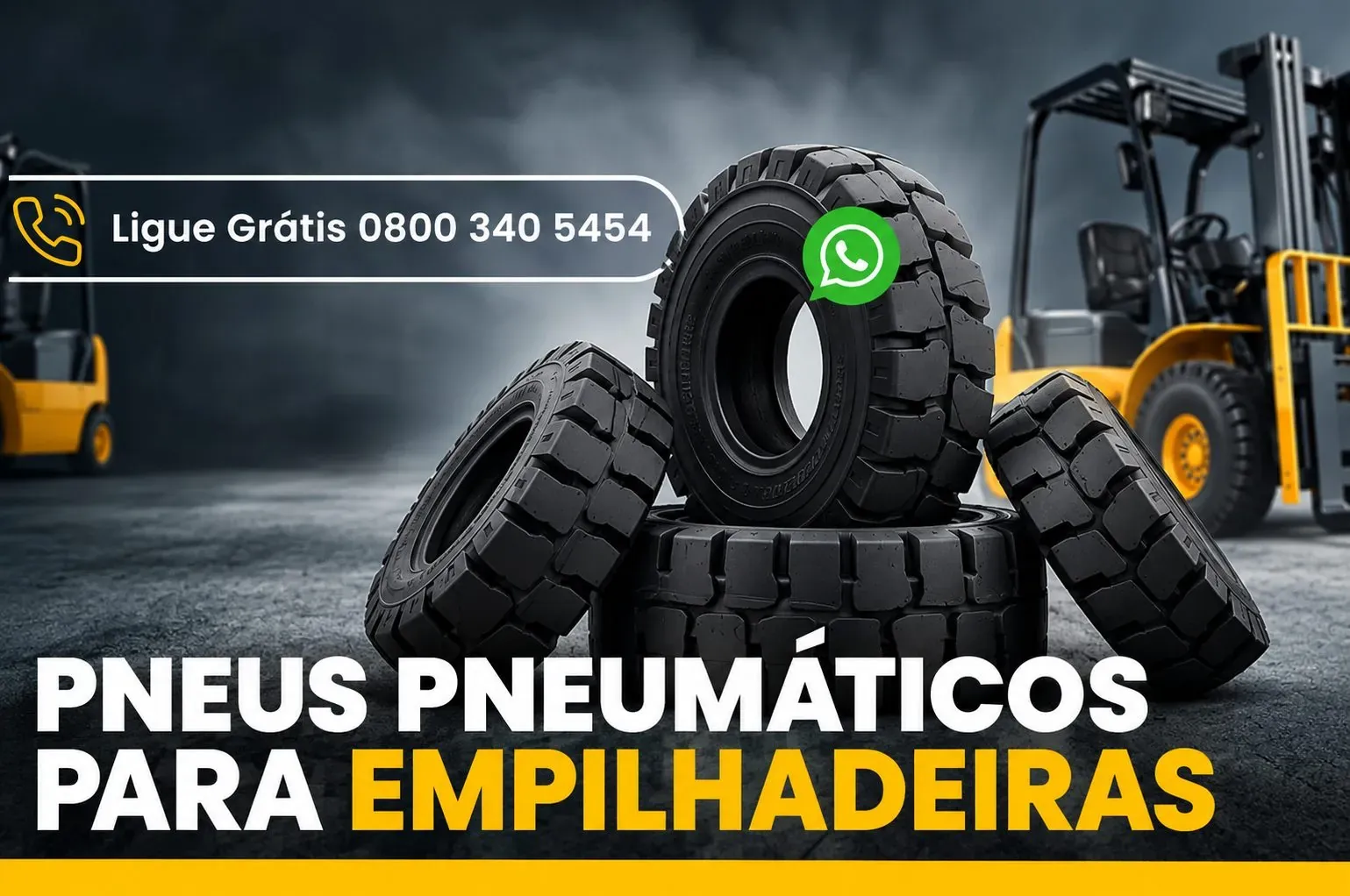 Pneus pneumáticos para empilhadeiras. Ligue grátis 0800 340 5454